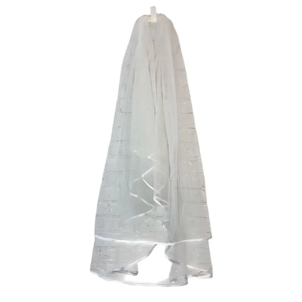 Veil Layered‎ with Rhinestones White Ivory Color